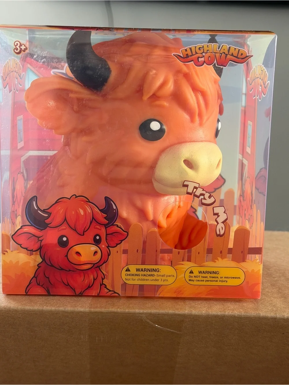 New JUMBO Highland Cow Squeeze Toy - Orange Plush Bath